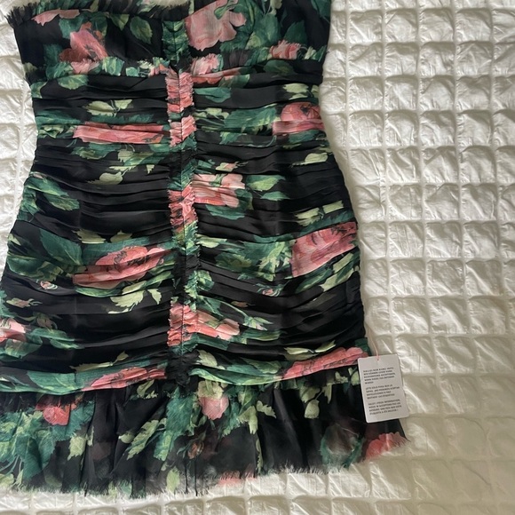 ASOS Strapless Black Floral Chiffon Mini Floral Dress - Picture 2 of 10